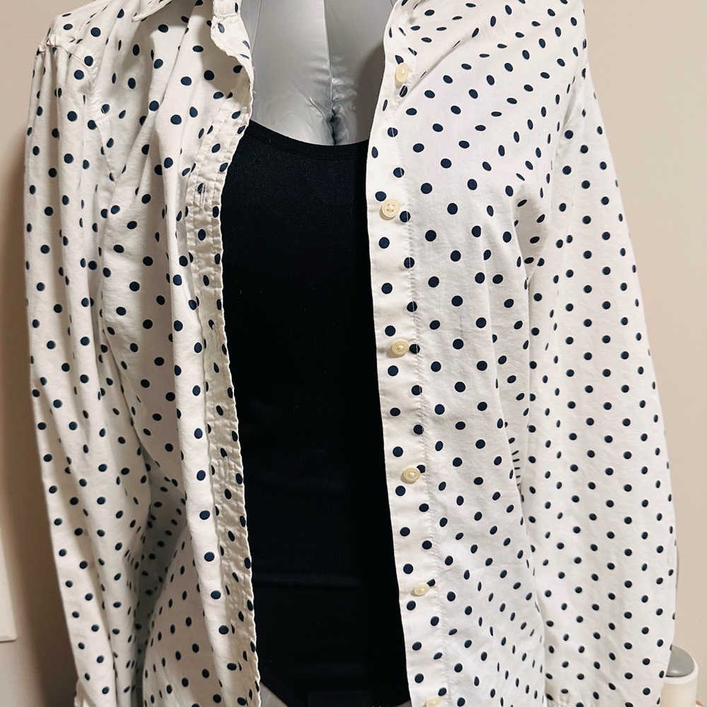 2 for $20 Gap White Polka Dot Button-Up Shirt - Picture 2 of 3